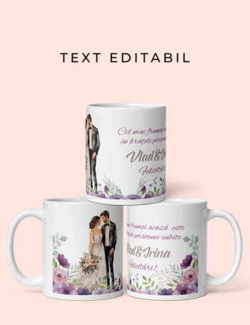 Cană Personalizată Pentru Miri - Cadou de Nuntă pentru Tineri Însurăței
