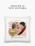 Pernă Personalizată pentru Îndrăgostiți cu Poză și Text – Happy Valentines Day
