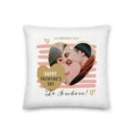 Pernă Personalizată pentru Îndrăgostiți cu Poză și Text – Happy Valentines Day