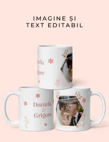 Cană Personalizată Pentru Nuntă - Grigore și Daniela - Cadou Pentru Miri