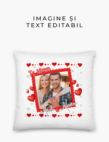 Pernă Personalizată cu Textul și Poza Ta – Cadou Unic Pentru Persoana Iubită