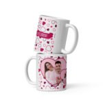 Cană personalizată pentu iubit și iubită cu 2 poze și teztul tău