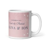 Cană Personalizată Casă de Piatră – Alina & Ion – Cadou de Nuntă pentru Tineri Însurăței