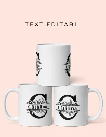 cană personalizată monogramă cu nume - Cătălina