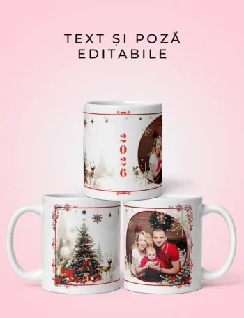 Cană De Crăciun Personalizată Cu Text Și Poză - 2026