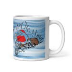 Cană Personalizată Cu Text Și Poză De Crăciun – moș crăciun motociclist